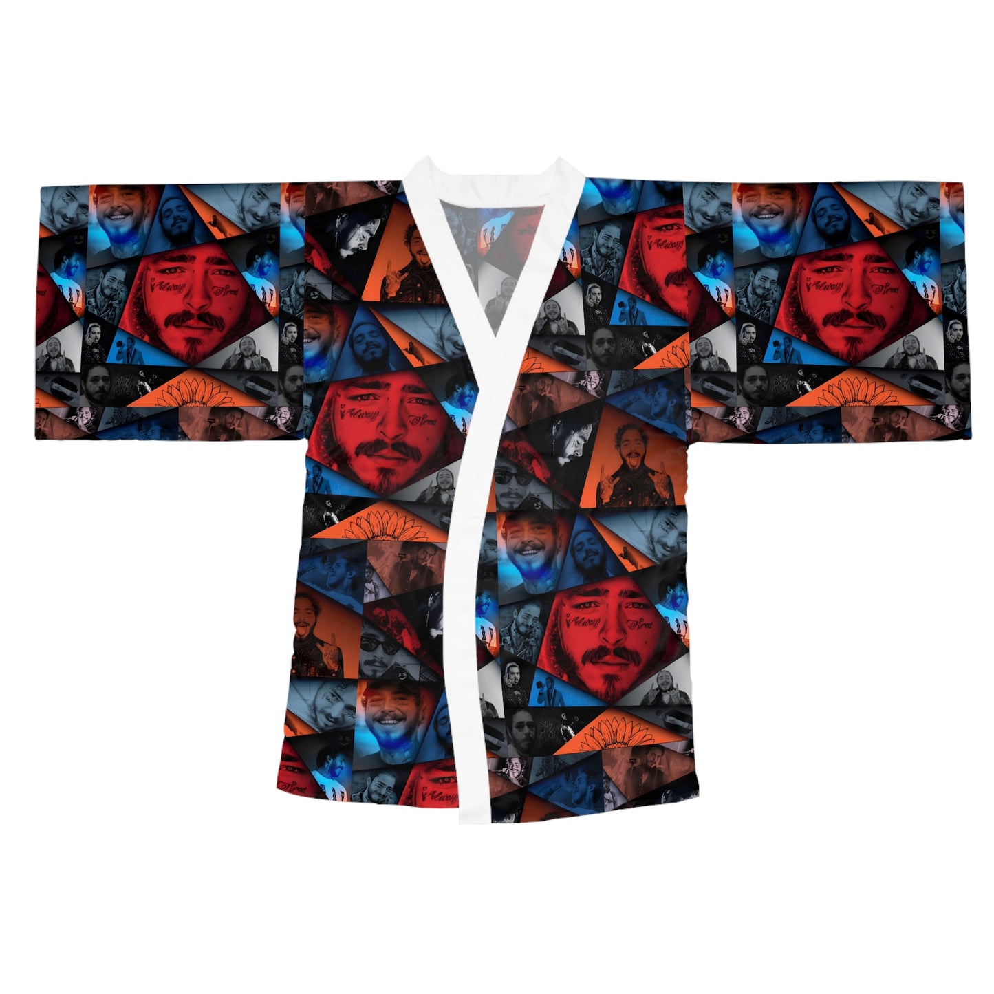 Post Malone Crystal Portaits Collage Long Sleeve Kimono Robe