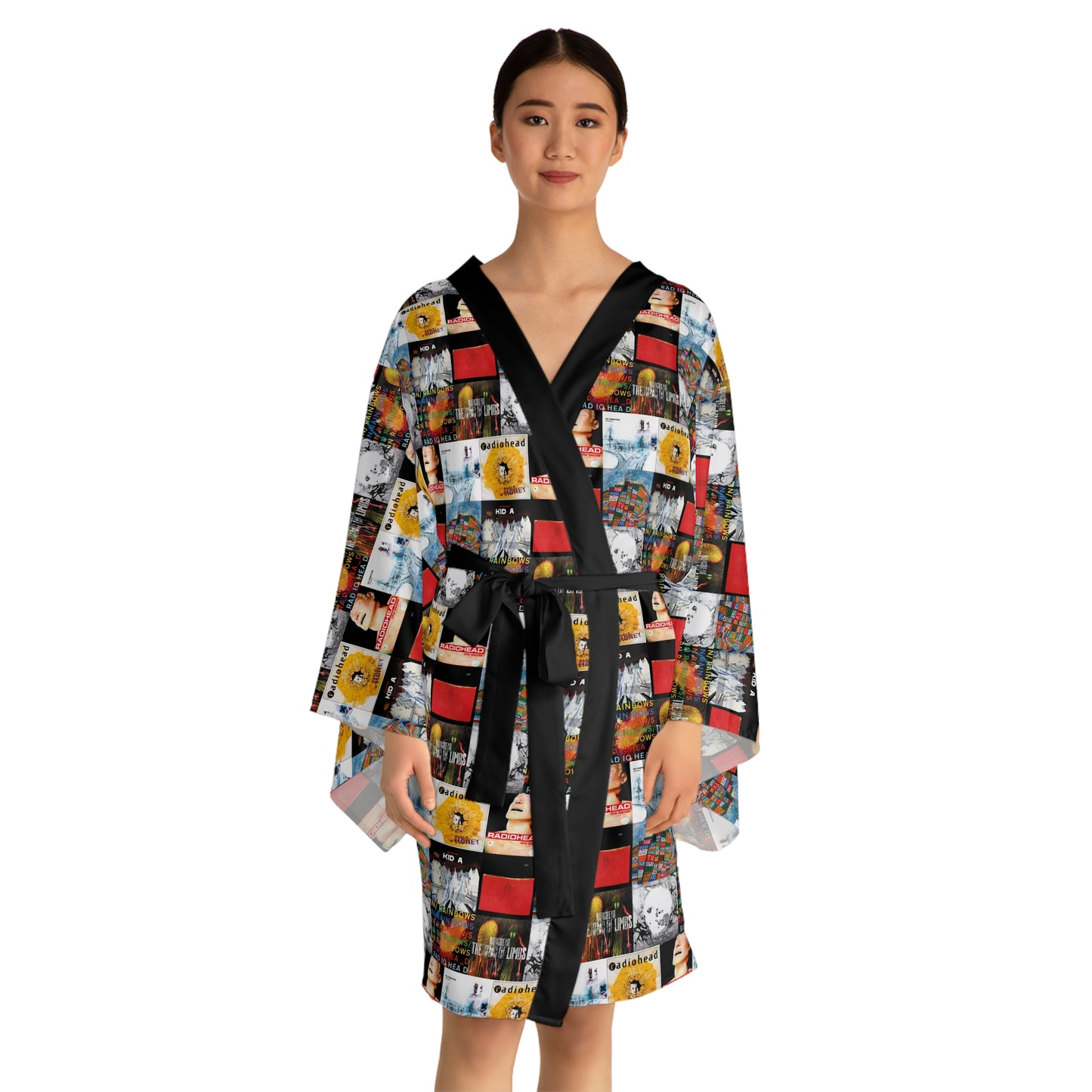 Radiohead Album Cover Collage Long Sleeve Kimono Robe