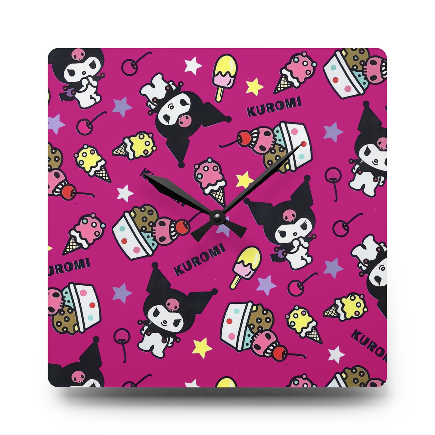 Kuromi Ice Cream Sundae Pattern Acrylic Wall Clock