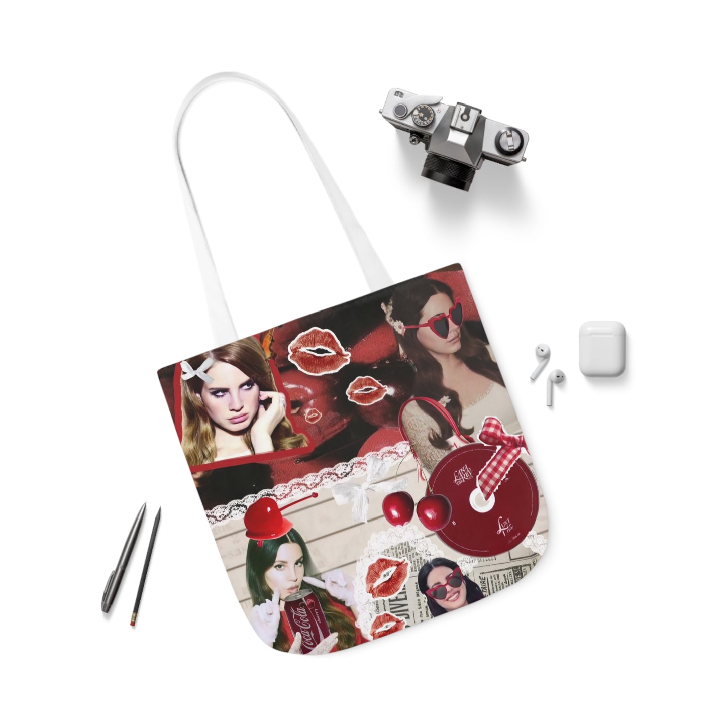 Lana Del Rey Cherry Coke Collage Polyester Canvas Tote Bag