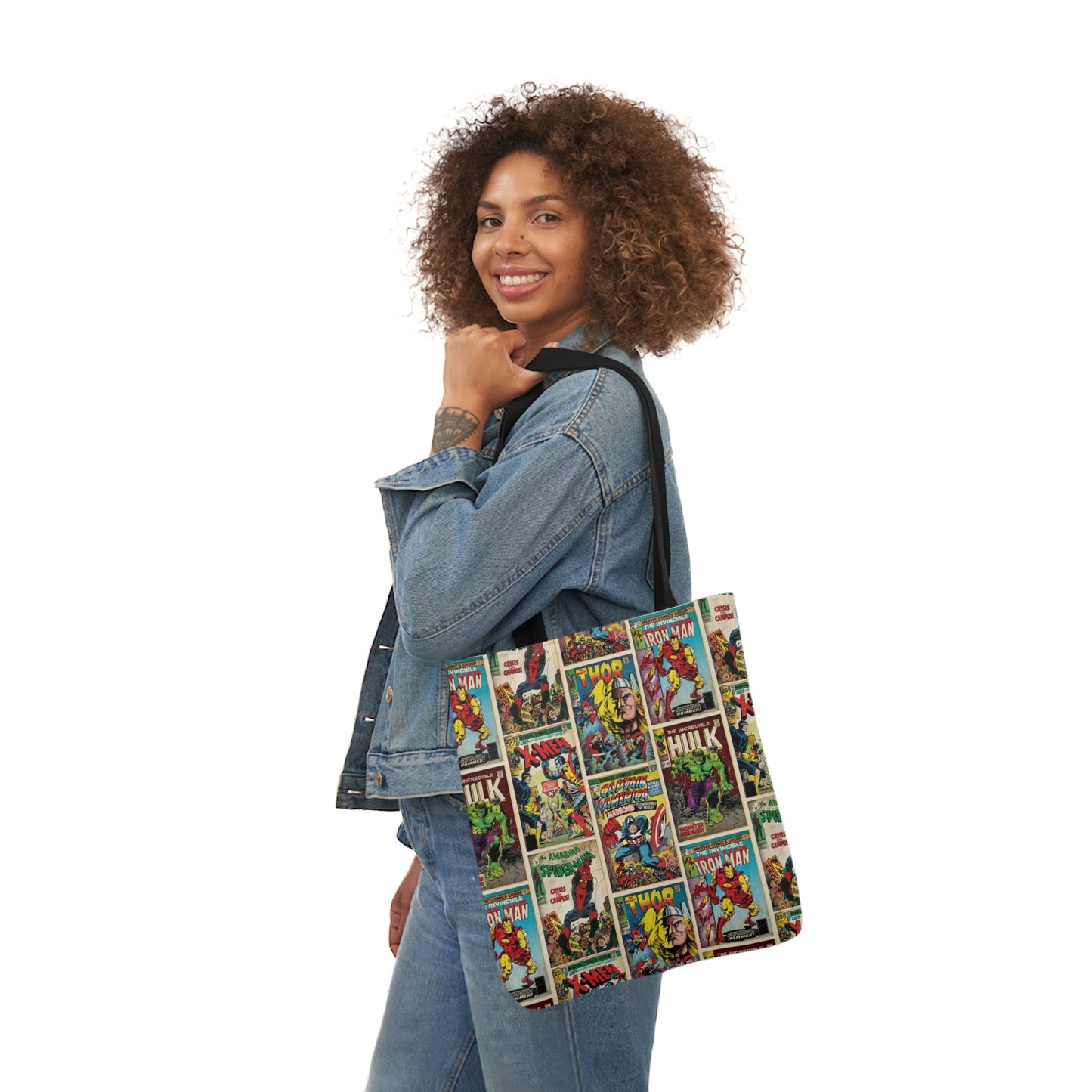 Marvel Comic Book Cover Collage Polyester Canvas Tote Bag