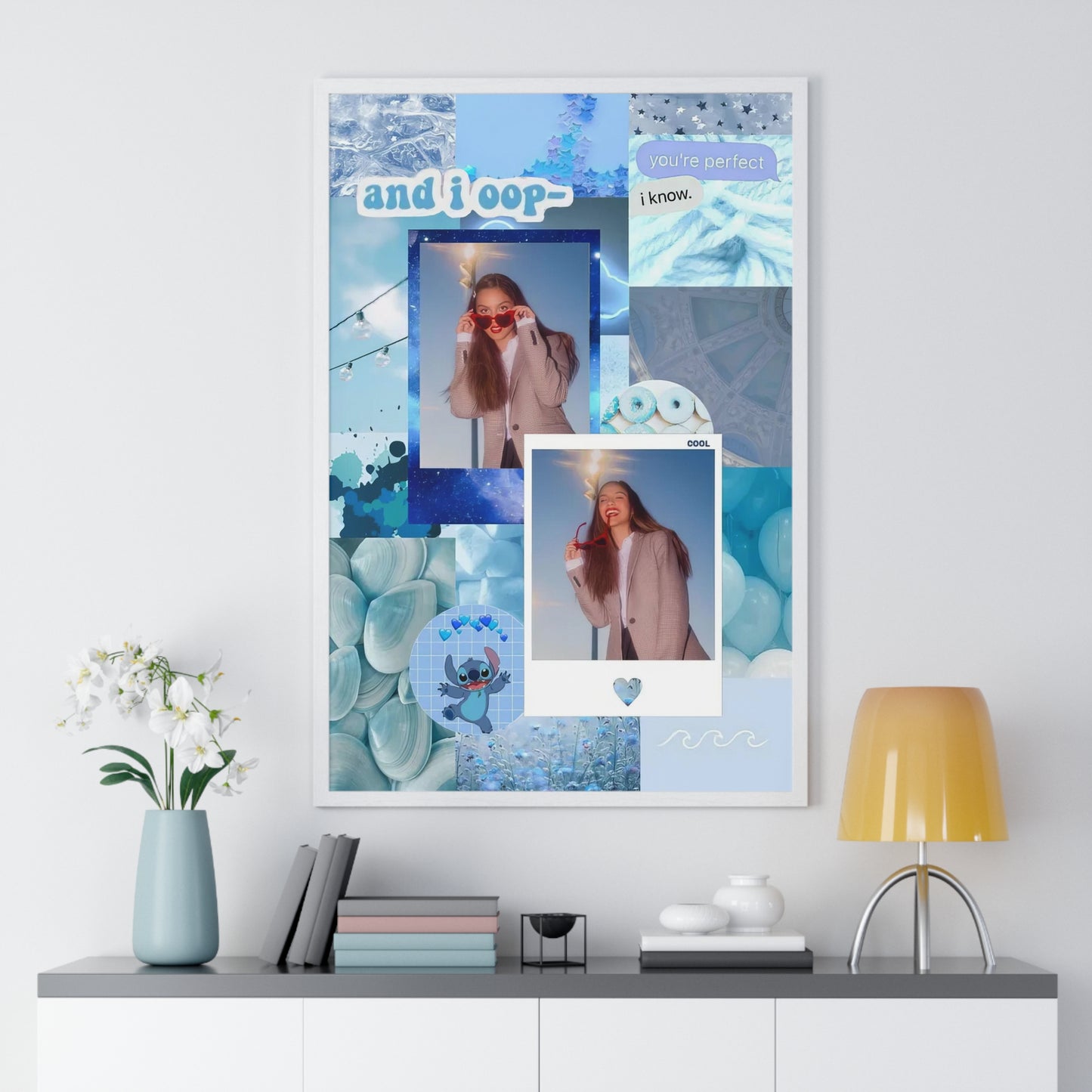 Olivia Rodrigo Light Blue Aesthetic Collage Framed Print