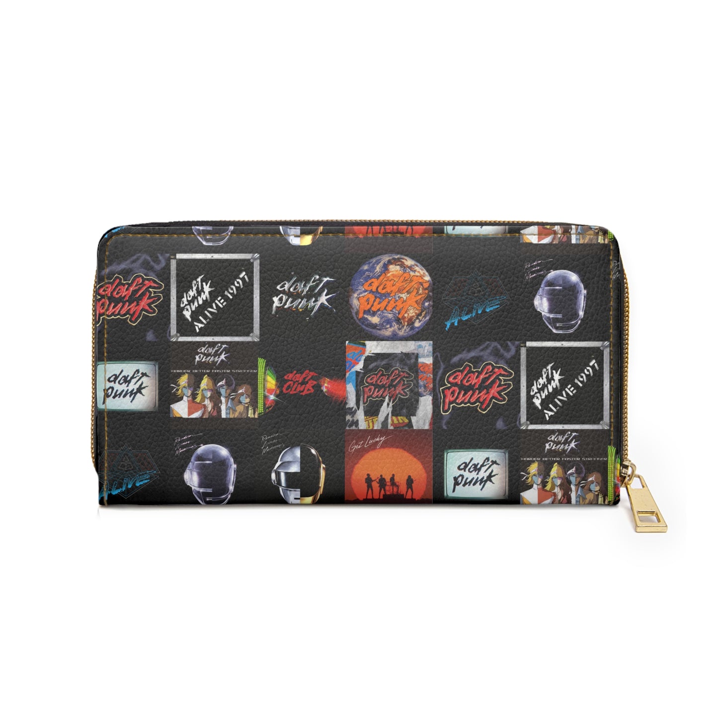 Daft Punk Album Cover Art Collage Zipper Wallet