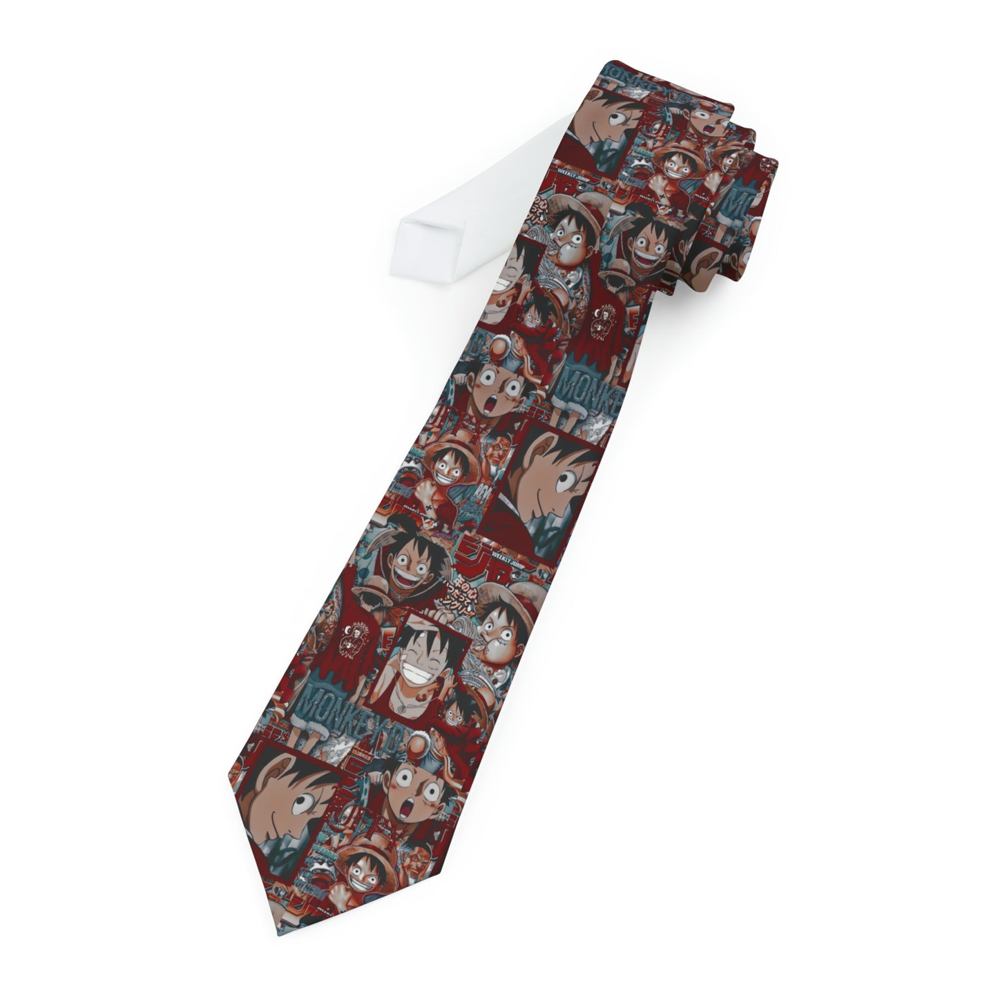 One Piece Anime Monkey D Luffy Red Collage Necktie