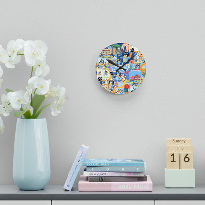 Bluey Playtime Collage Acrylic Wall Clock