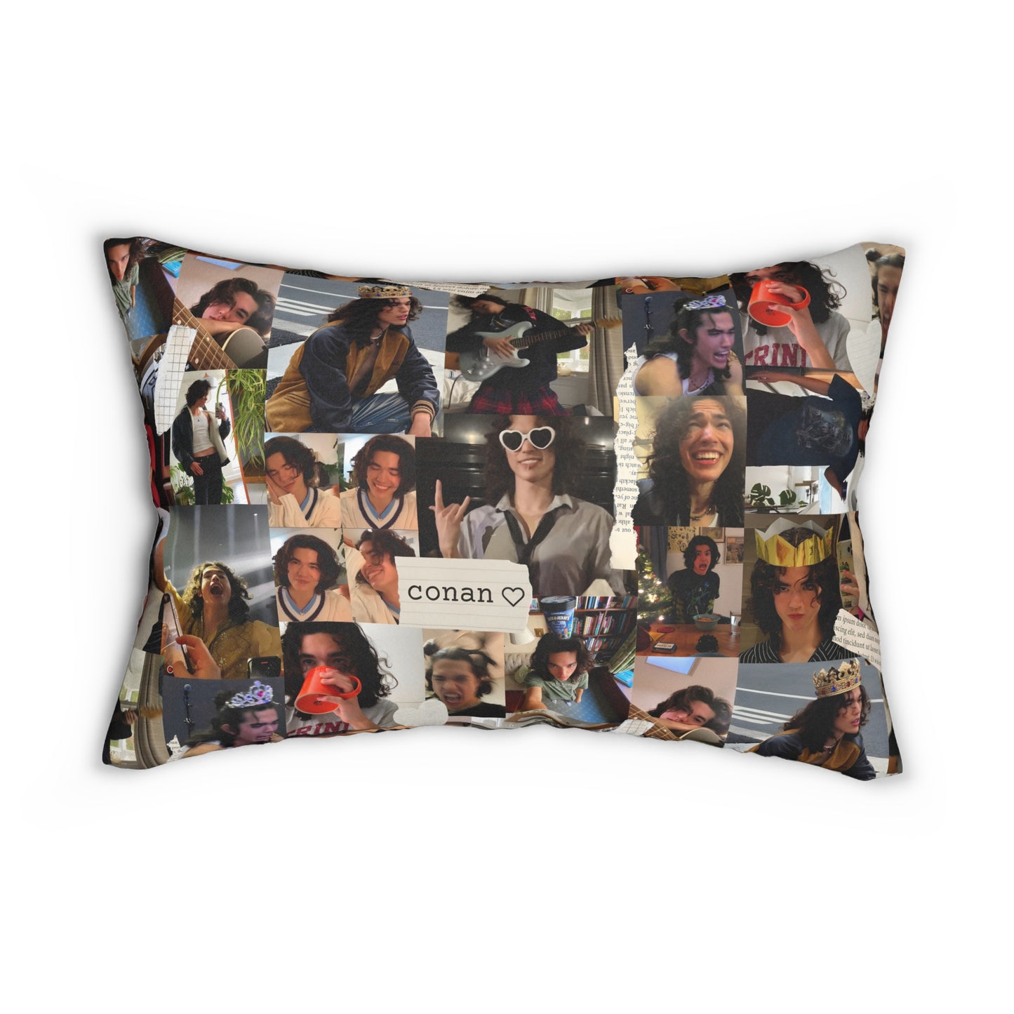 Conan Grey Being Cute Photo Collage Spun Polyester Lumbar Pillow