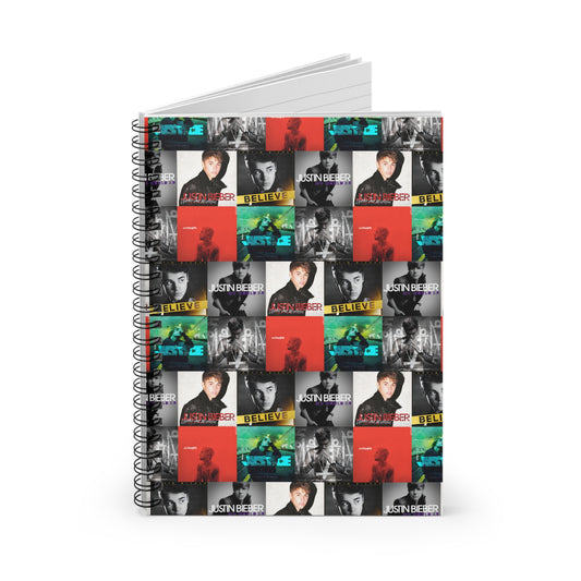 Justin Bieber Album Cover Collage Ruled Line Spiral Notebook