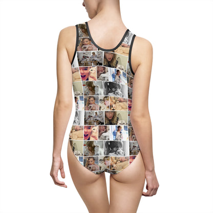 Taylor Swift's Cats Collage Pattern Women's Classic One-Piece Swimsuit