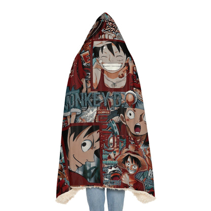 One Piece Anime Monkey D Luffy Red Collage Snuggle Blanket