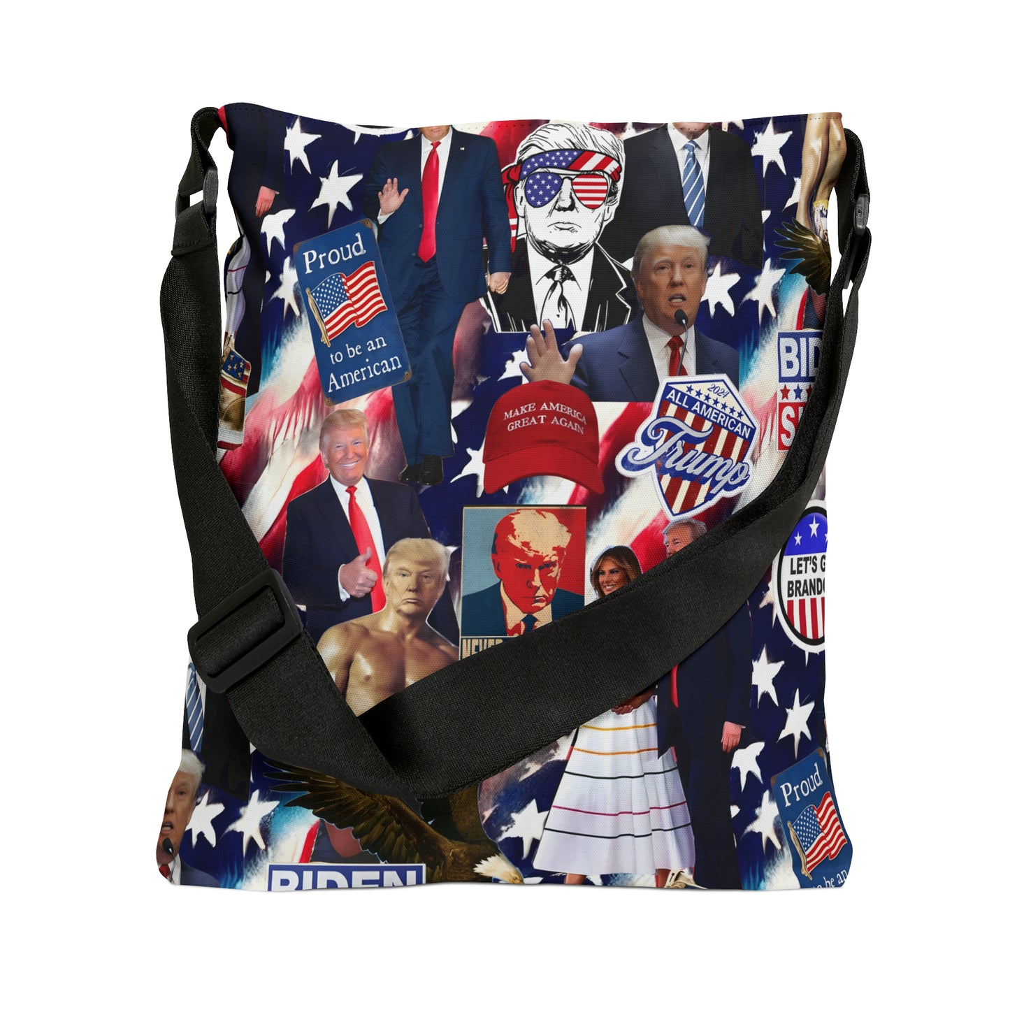 Donald Trump 2024 MAGA Montage Adjustable Tote Bag