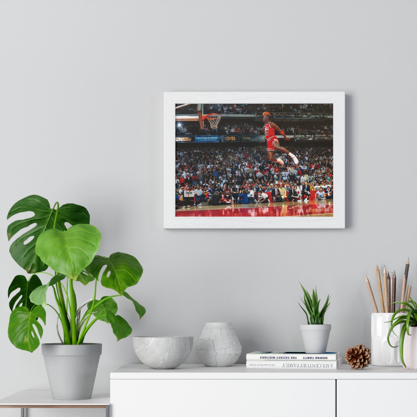 Michael Jordan Free Throw Line Slam Dunk Premium Framed Horizontal Poster