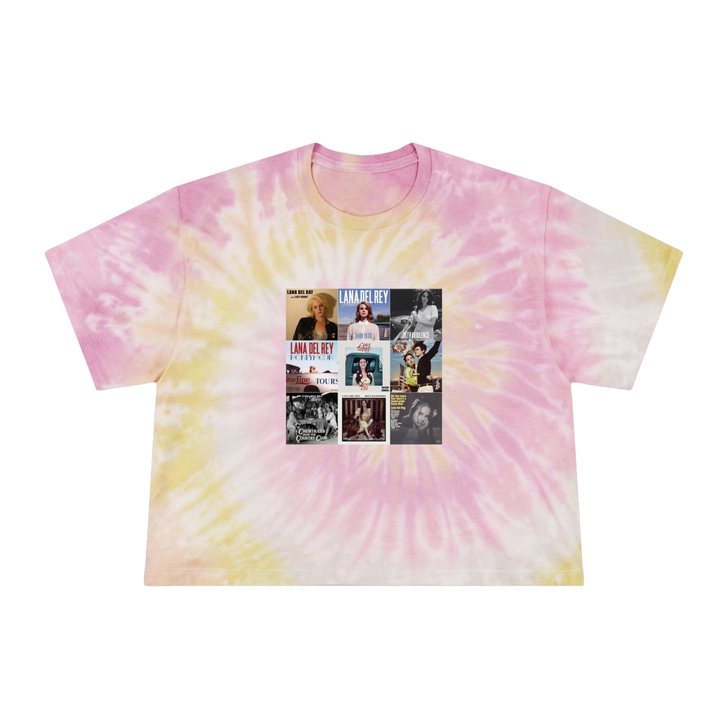 Lana Del Rey Album Cover Collage Women's Tie-Dye Crop Tee