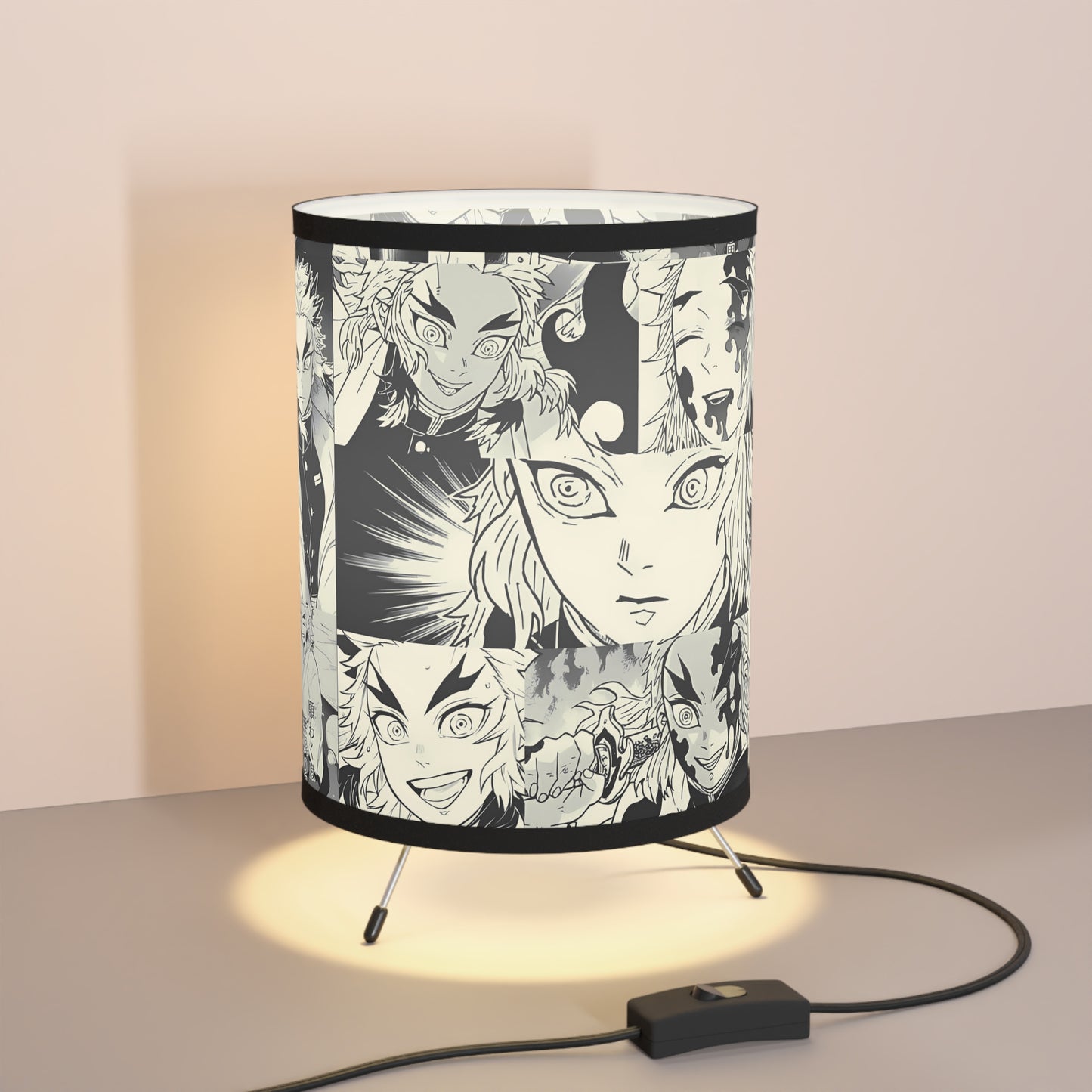 Demon Slayer Kyojuro Rengoku Collage Tripod Lamp with High-Res Printed Shade