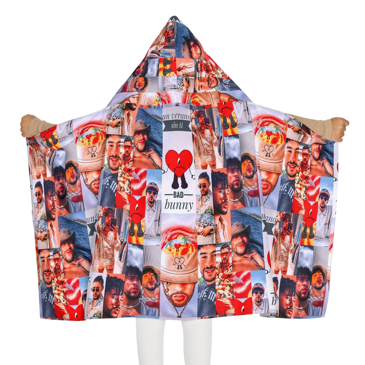 Bad Bunny Un Verano Sin Ti Photo Collage Youth Hooded Towel