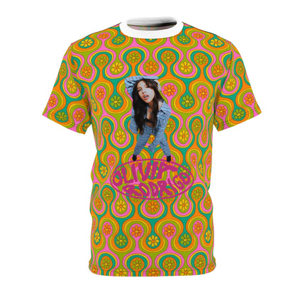 Olivia Rodrigo Groovy Look Up Pose Logo Unisex Tee Shirt