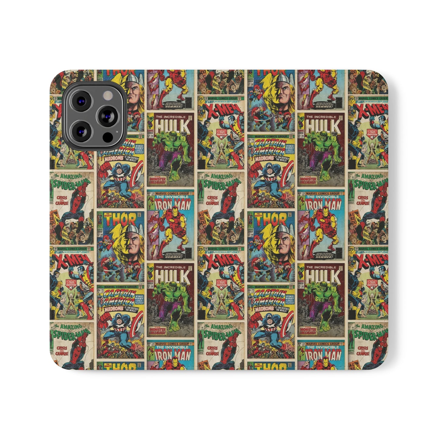 Marvel Comic Book Cover Collage Phone Flip Case