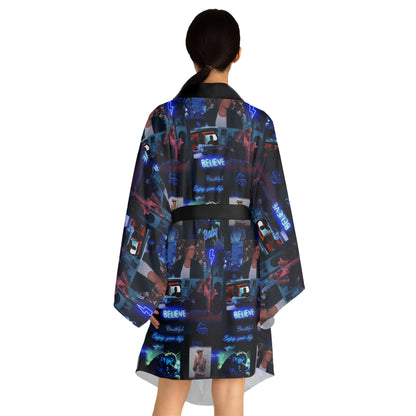 Justin Bieber Enjoy Your Life Collage Long Sleeve Kimono Robe