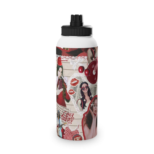 Lana Del Rey Cherry Coke Collage Stainless Steel Sports Lid Water Bottle