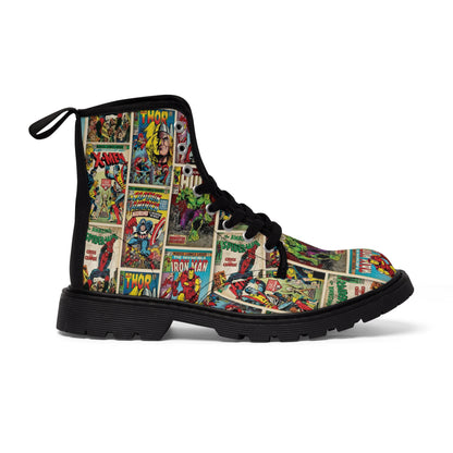 Marvel Comic Book Cover Collage Women's Canvas Boots