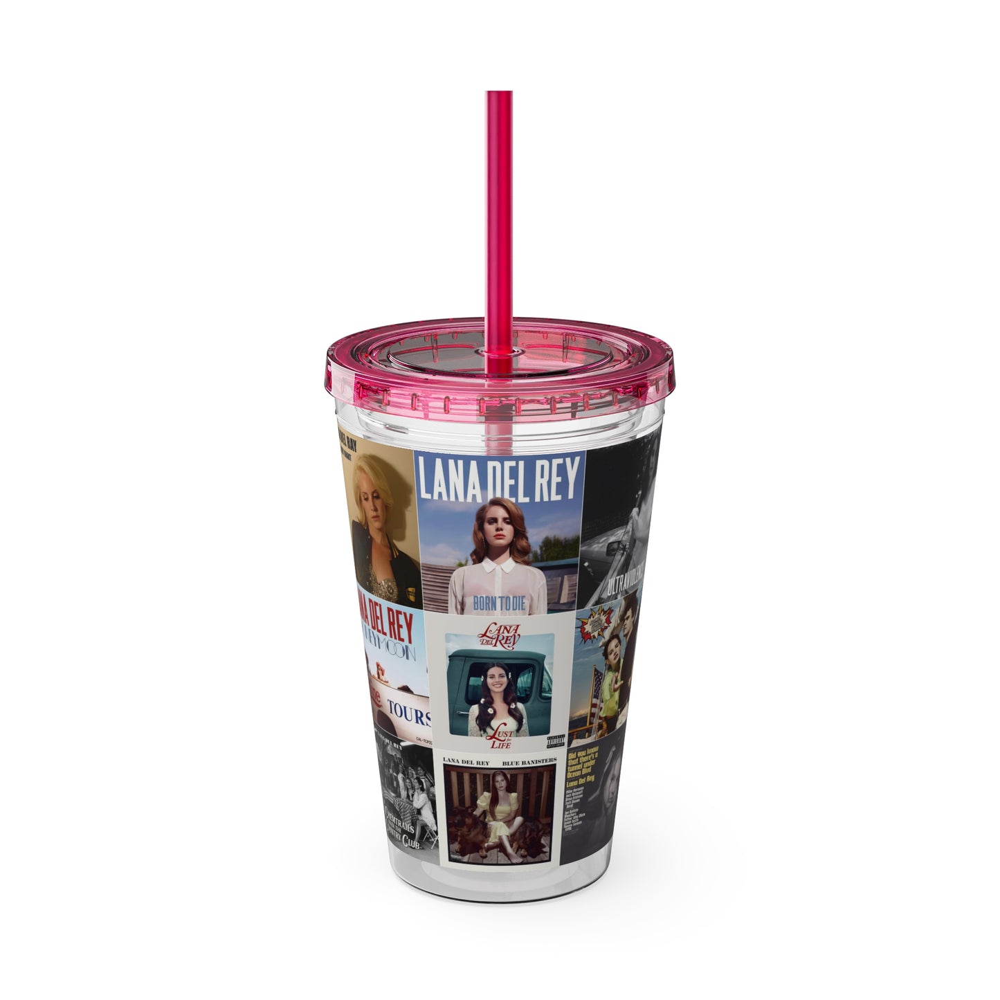 Lana Del Rey Album Cover Collage Sunsplash Tumbler with Straw