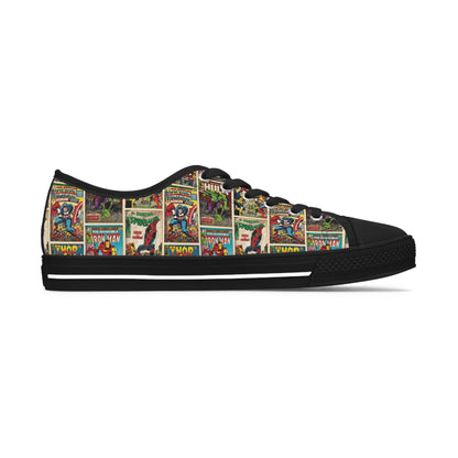 Marvel Comic Book Cover Collage Women's Low Top Sneakers