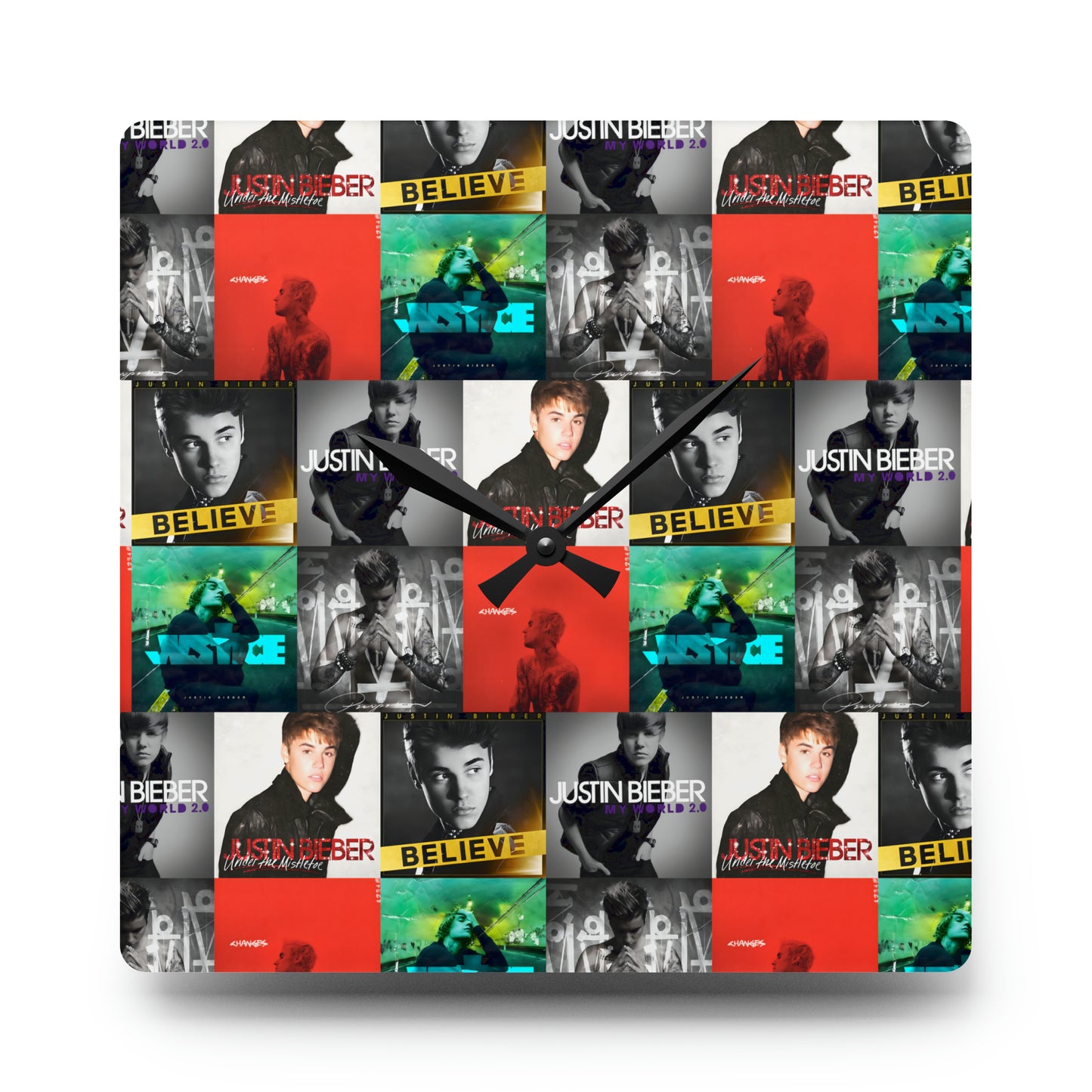 Justin Bieber Album Cover Collage Acrylic Wall Clock