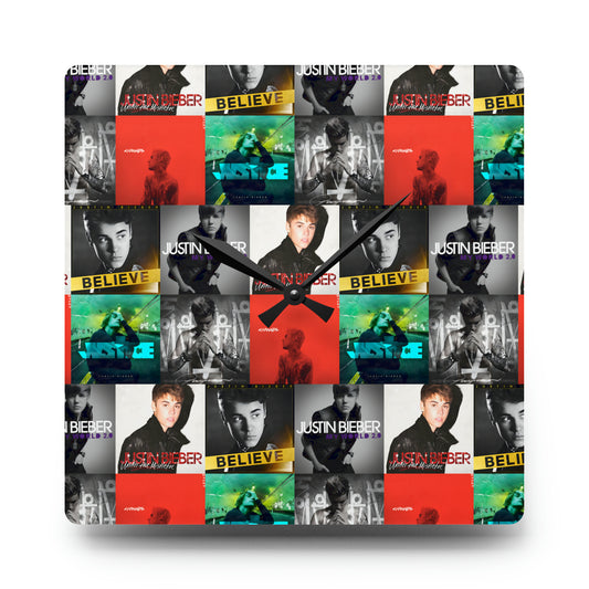 Justin Bieber Album Cover Collage Acrylic Wall Clock