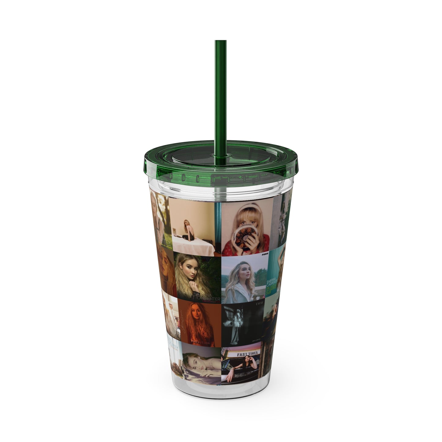 Sabrina Carpenter Album Cover Collage Sunsplash Tumbler with Straw