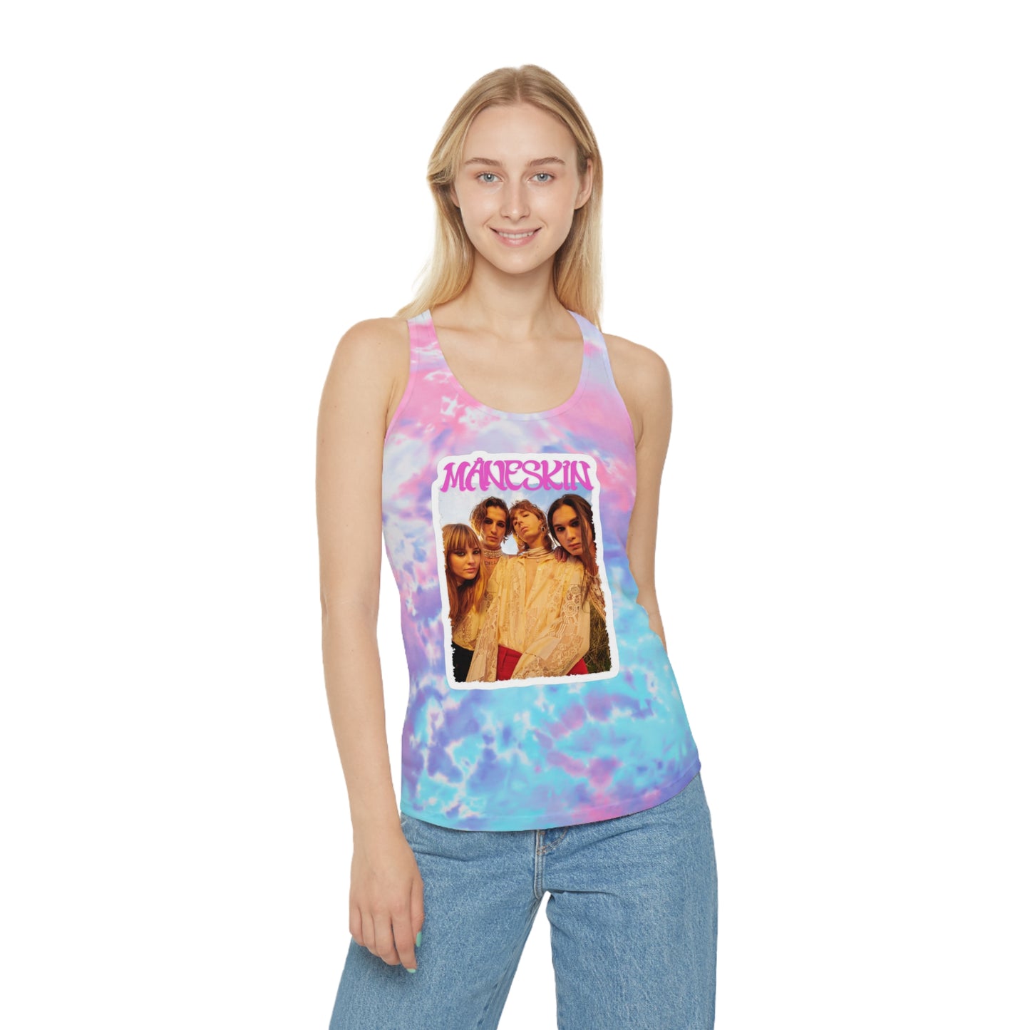 Måneskin Group Photo Tie Dye Racerback Tank Top