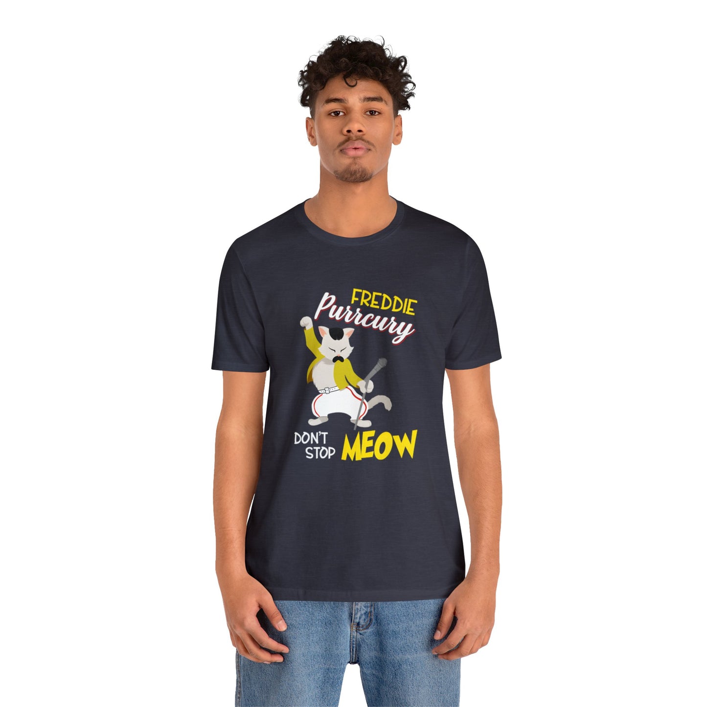 Queen Don't Stop Meow Freddie Purrcury Unisex Jersey Short Sleeve Tee