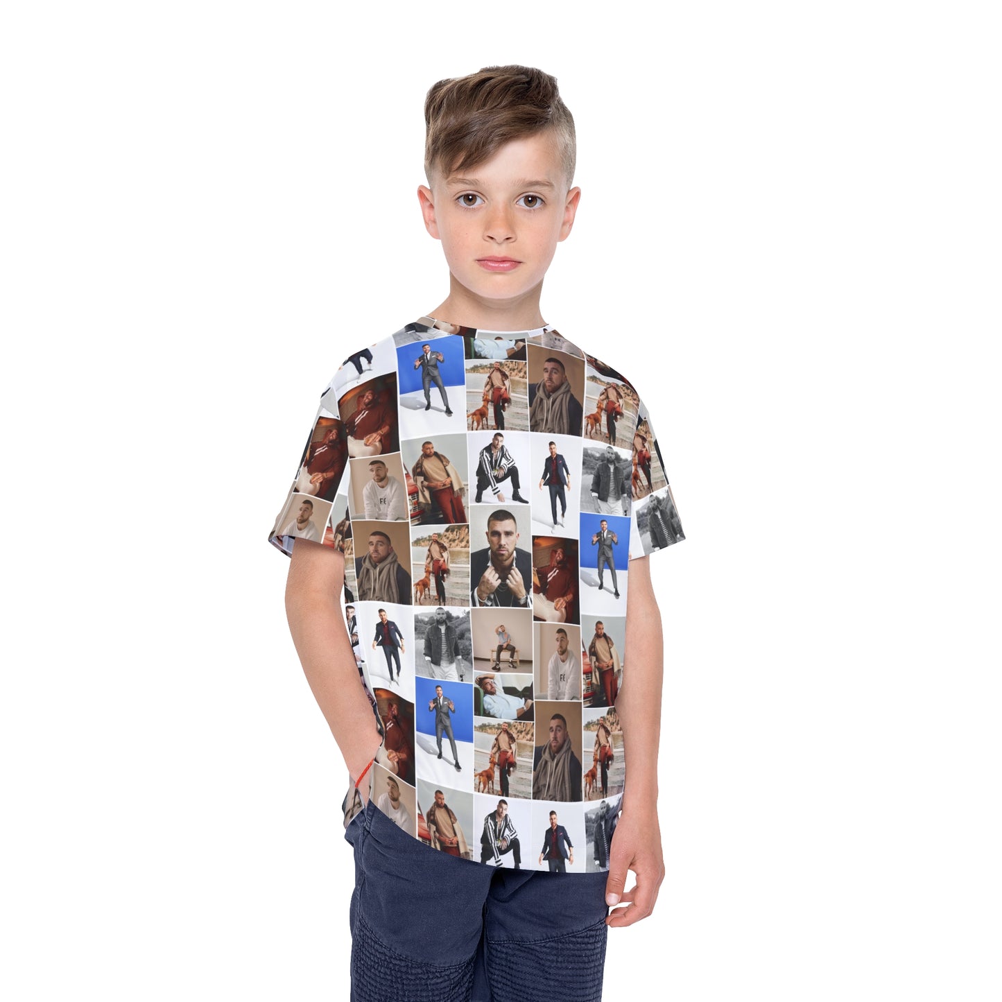 Travis Kelce Portrait Photo Mosaic Kids Sports Jersey