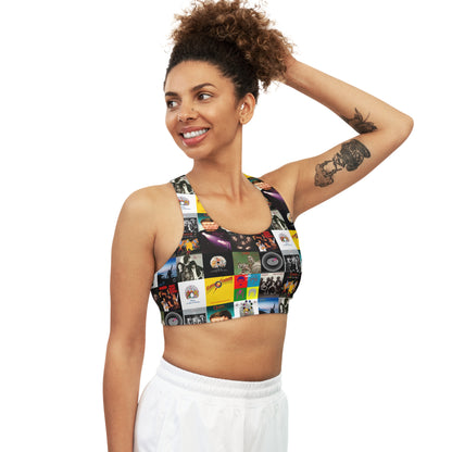 Queen Album Cover Collage Seamless Sports Bra