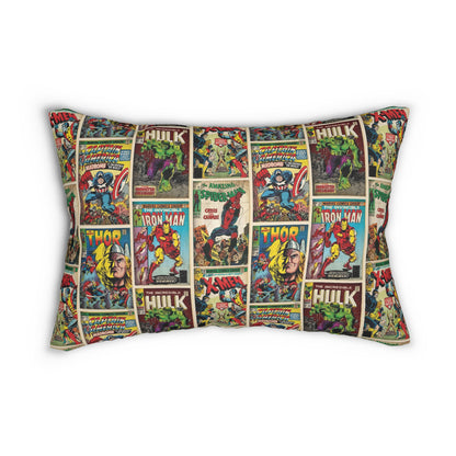 Marvel Comic Book Cover Collage Polyester Lumbar Pillow