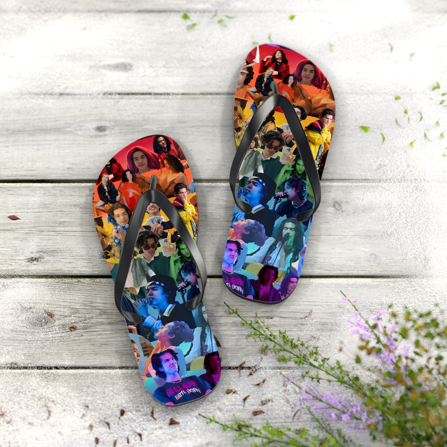 Conan Grey Rainbow Photo Collage Flip Flops