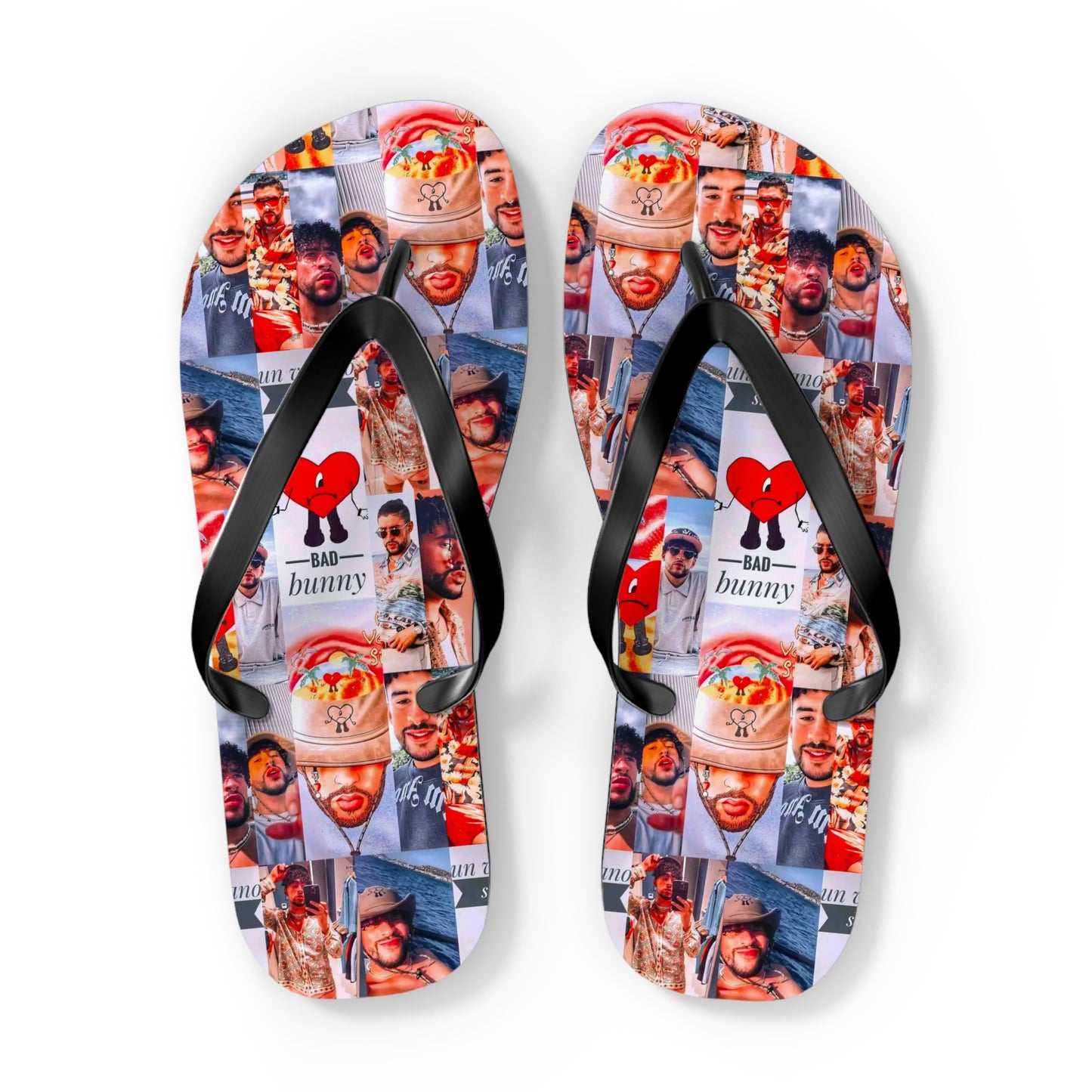 Bad Bunny Un Verano Sin Ti Photo Collage Flip Flops