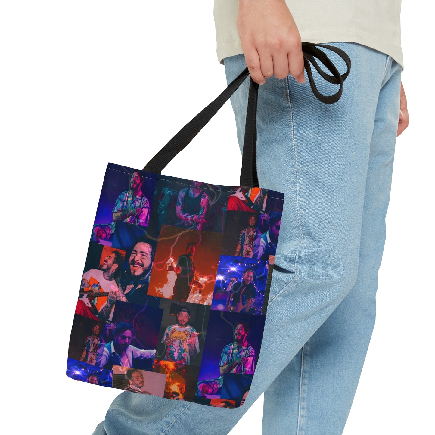 Post Malone Lightning Photo Collage Tote Bag