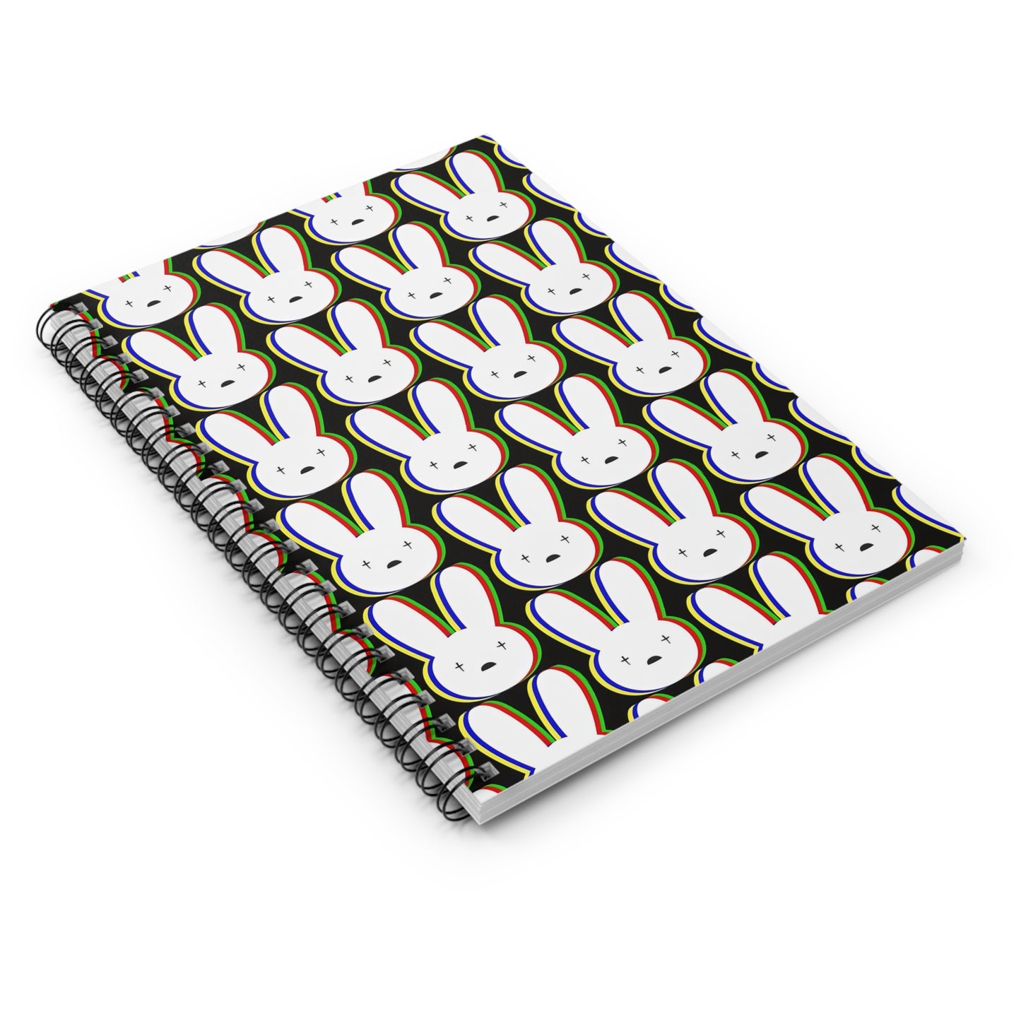 Bad Bunny Logo Pattern Ruled Line Spiral Notebook