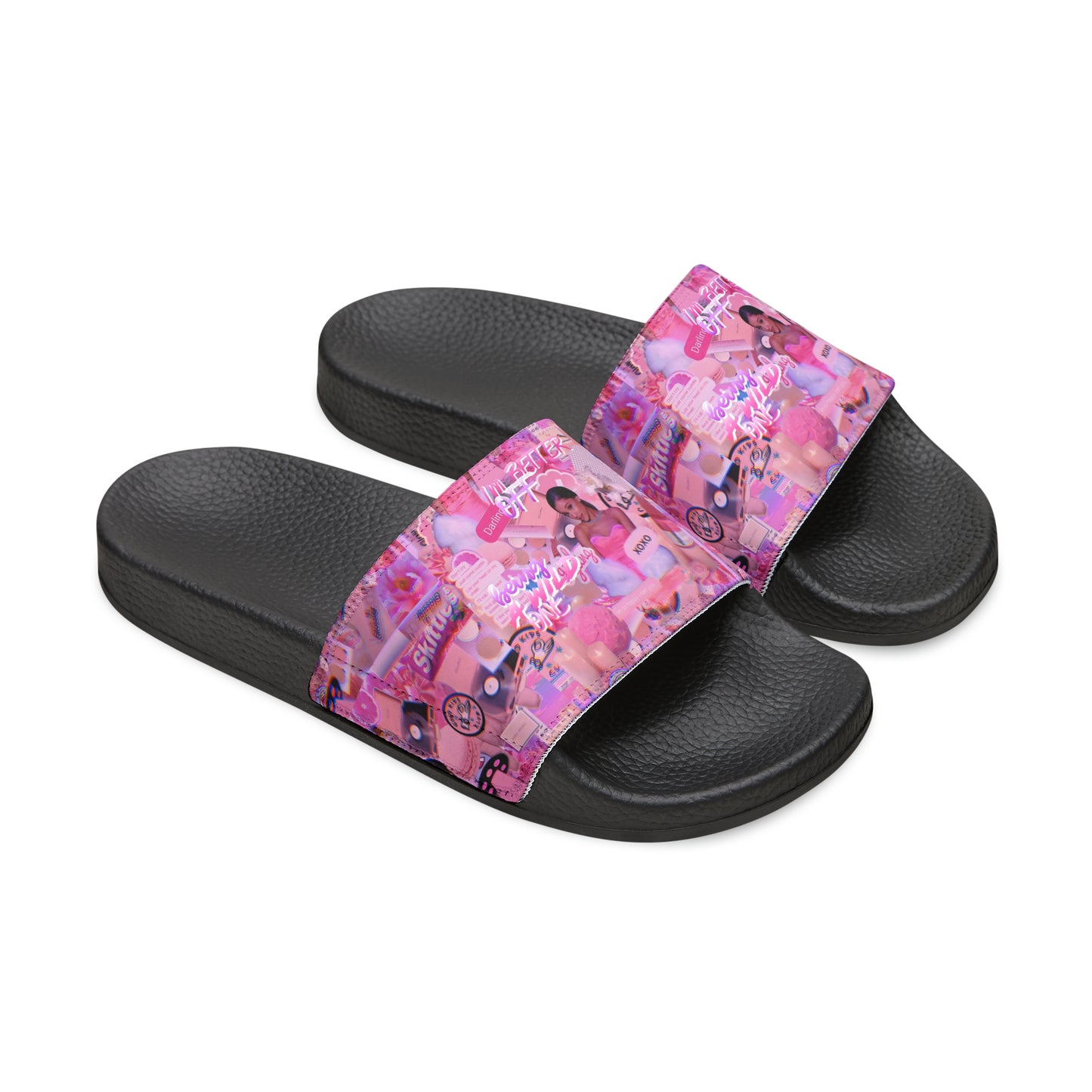 Ariana Grande Purple Vibes Collage Youth Slide Sandals