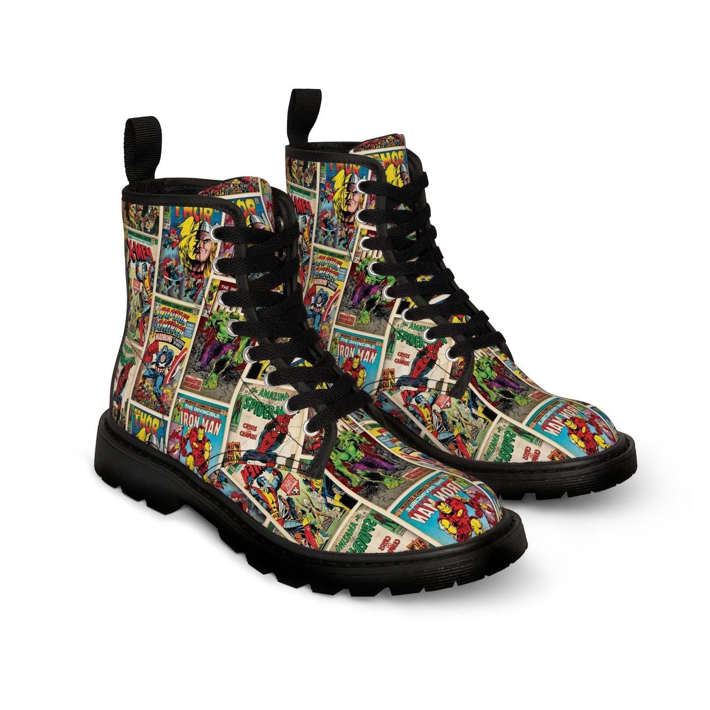 Marvel Comic Book Cover Collage Women's Canvas Boots