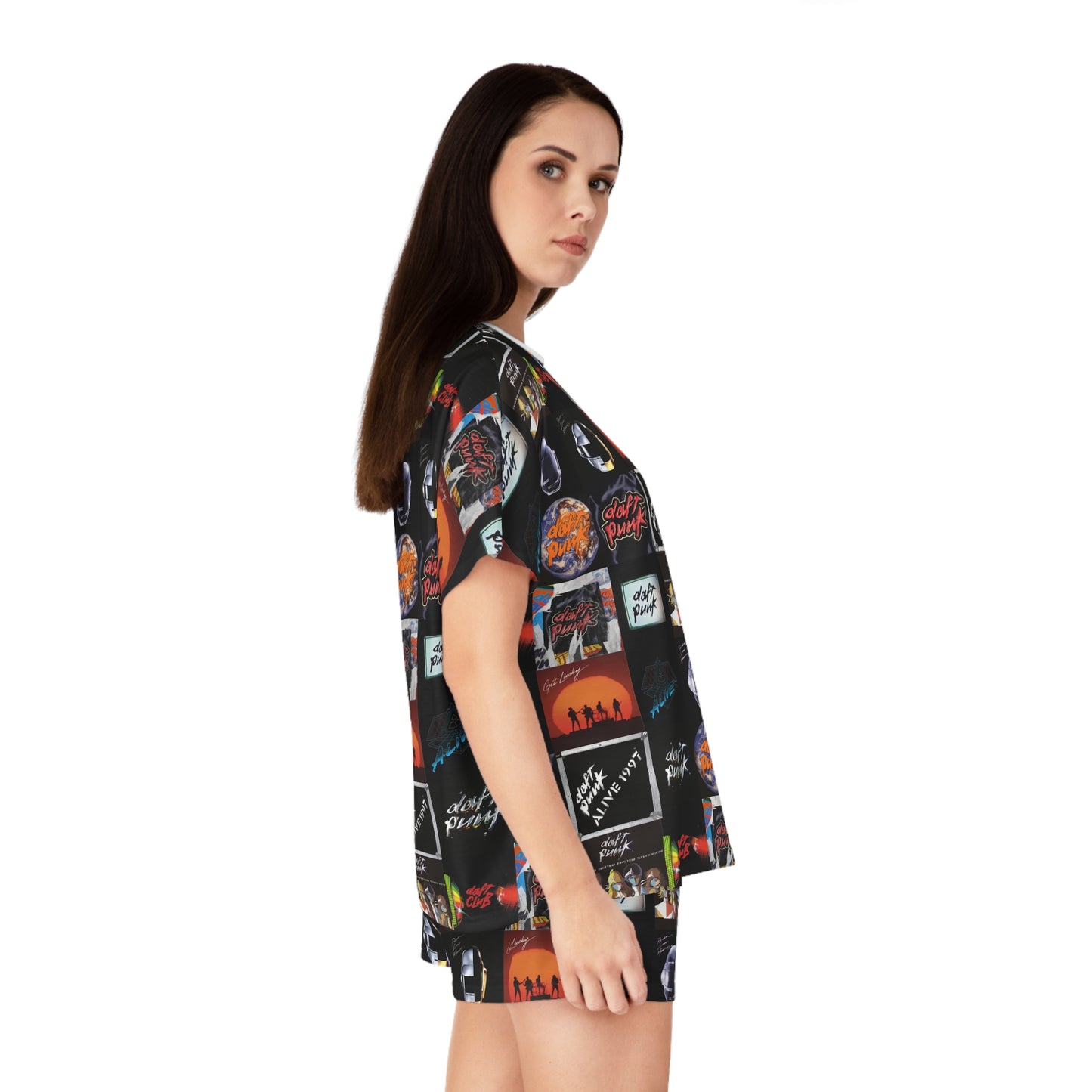 Daft Punk Album Cover Art Collage Women's Short Pajama Set