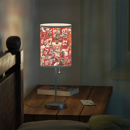 Travis Kelce Chiefs Red Collage Lamp on a Stand