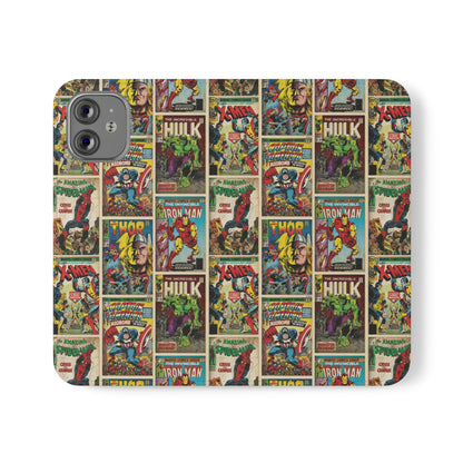 Marvel Comic Book Cover Collage Phone Flip Case