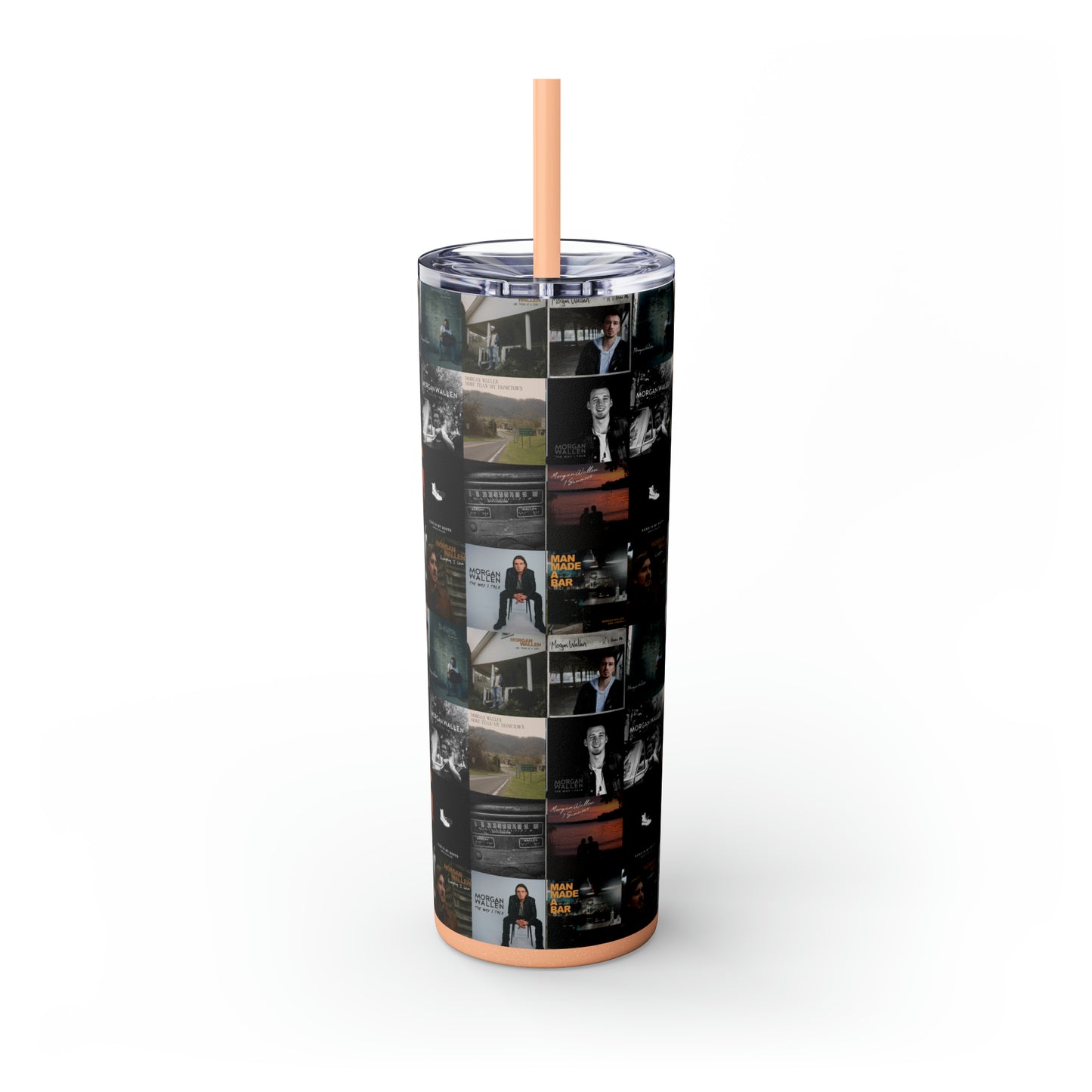 Morgan Wallen Album Cover Collage Skinny Tumbler with Straw