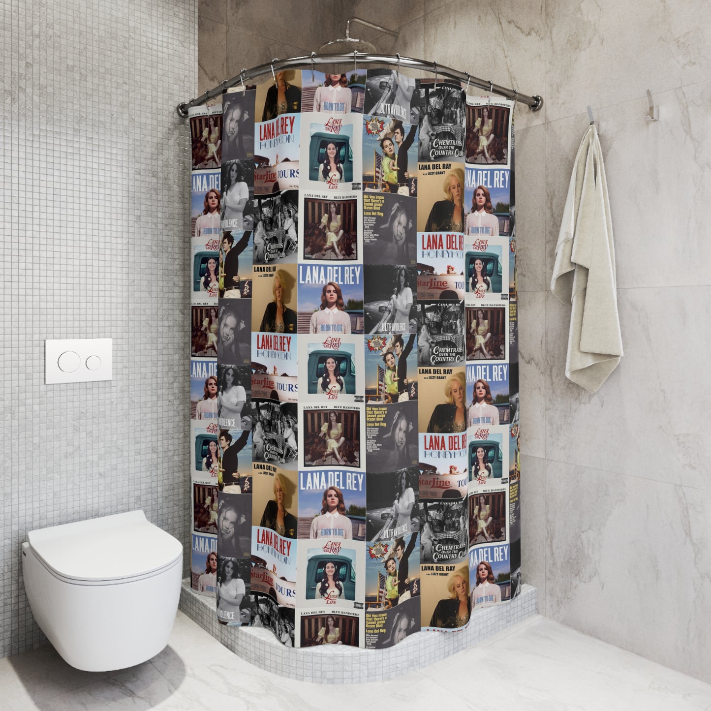 Lana Del Rey Album Cover Collage Polyester Shower Curtain