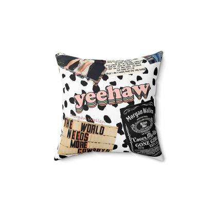 Morgan Wallen Yeehaw Collage Spun Polyester Square Pillow