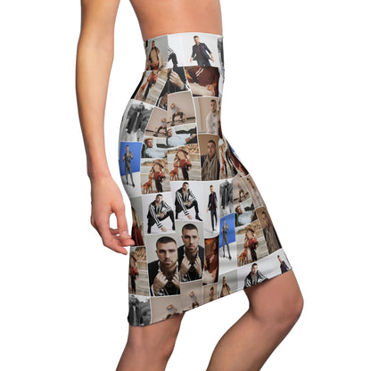 Travis Kelce Portrait Photo Mosaic Women's Pencil Skirt