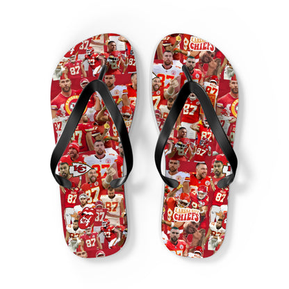 Travis Kelce Chiefs Red Collage Flip Flops