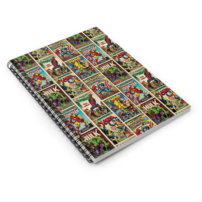 Marvel Comic Book Cover Collage Ruled Line Spiral Notebook