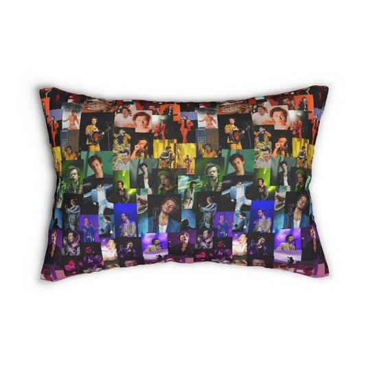 Harry Styles Rainbow Photo Collage Polyester Lumbar Pillow