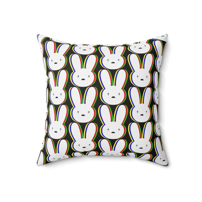 Bad Bunny Logo Pattern Spun Polyester Square Pillow